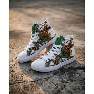 RAAD Shop Mens 10.5M Dragon High Top Sneakers White Green Size 12 Women 44.5‎ EU